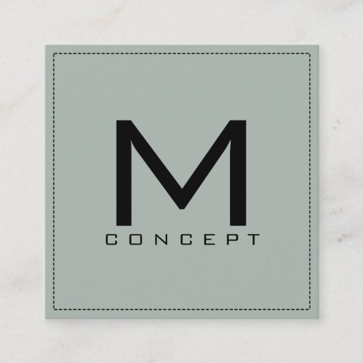 モノグラムエレガントプロフェッショナルモダンアッシュグレー スクエア名刺 (正面)