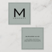 モノグラムエレガントプロフェッショナルモダンアッシュグレー スクエア名刺 (正面/裏面)