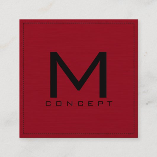 モノグラムエレガントプロフェッショナルモダンダークレッド スクエア名刺 (正面)