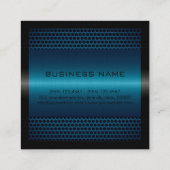 モノグラムエレガントプロフェッショナルモダンメタリックブルー スクエア名刺 (裏面)