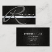 モノグラムエレガントプロフェッショナルモダンメタルブラック 名刺 (正面/裏面)