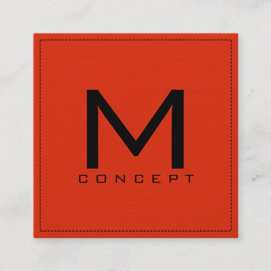 モノグラムエレガントプロフェッショナルモダンレッドオレンジ スクエア名刺 (正面)
