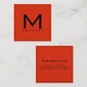 モノグラムエレガントプロフェッショナルモダンレッドオレンジ スクエア名刺 (正面/裏面)