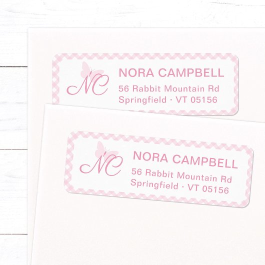 モノグラムエレガントベビーピンクジンガム差出人住所 ラベル