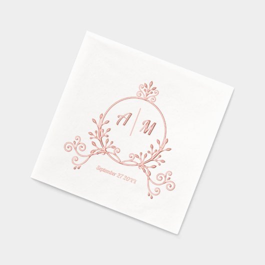 モノグラムエレガントホイルビクトリアンスタンプ付きナプキンス 箔ナプキン (左)
