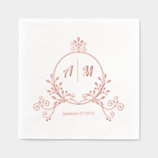 モノグラムエレガントホイルビクトリアンスタンプ付きナプキンス 箔ナプキン (正面)