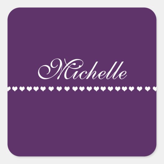 モノグラムエレガントホワイトハートナス紫 スクエアシール (正面)