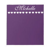モノグラムエレガントホワイトハートナス紫 ノートパッド (正面)