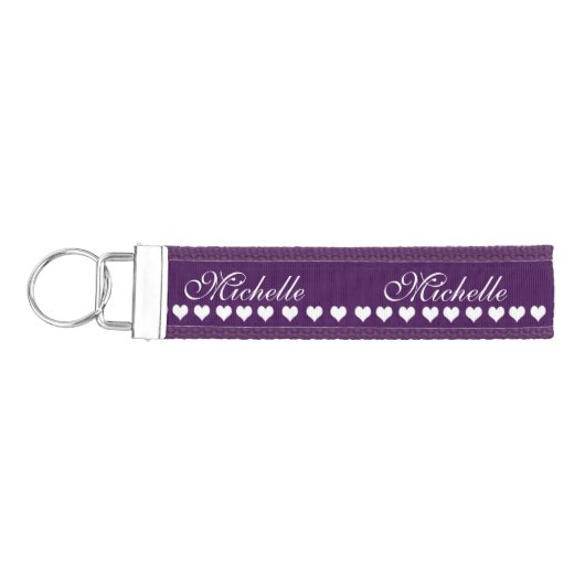 モノグラムエレガントホワイトハートナス紫 リストバンドキーホルダー (鍵左)