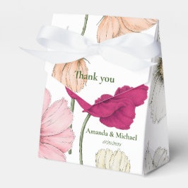 モノグラムエレガントホワイトピンクの花リボン結婚の フェイバーボックス