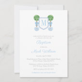 モノグラムエレガントボクウッドボーイバプテスマお祝い 招待状 (正面)