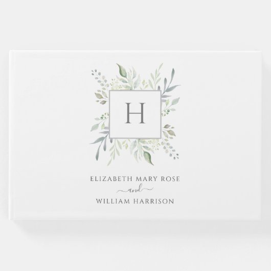 モノグラムエレガントボタニカル結婚ズ ゲストブック (正面)