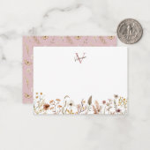 モノグラムエレガントボホウォーター色ワイルドフラワーフローラ ノートカード (正面/裏面インサイチュ)