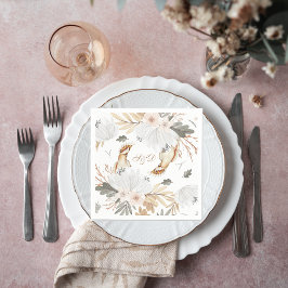 モノグラムエレガントボホ水彩花と鳥 スタンダードカクテルナプキン