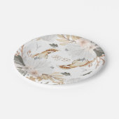 モノグラムエレガントボホ水彩花と鳥 ペーパープレート (アングル)