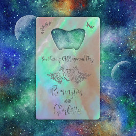 モノグラムエレガントマザーオブパールグリーン結婚ズ クレジットカード栓抜き