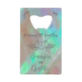 モノグラムエレガントマザーオブパールグリーン結婚ズ クレジットカード栓抜き (裏面)