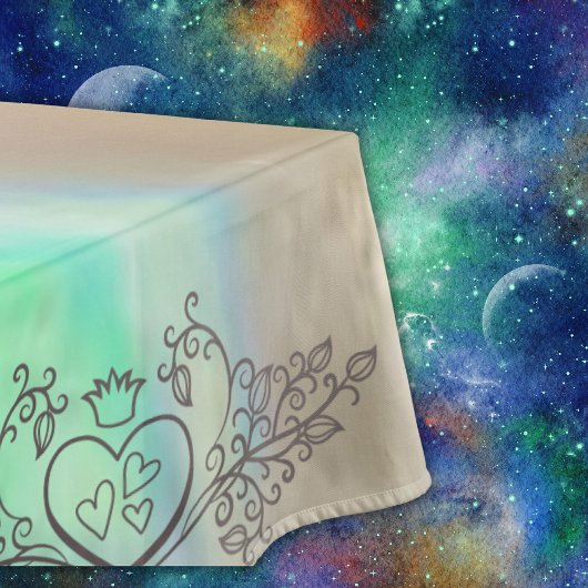 モノグラムエレガントマザーオブパールグリーン結婚LRG テーブルクロス