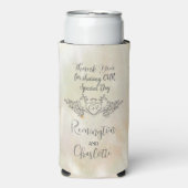 モノグラムエレガントマザーオブパールピーチ結婚ズ スリム缶クーラー (Seltzer正面)