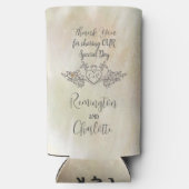 モノグラムエレガントマザーオブパールピーチ結婚ズ スリム缶クーラー (裏面)