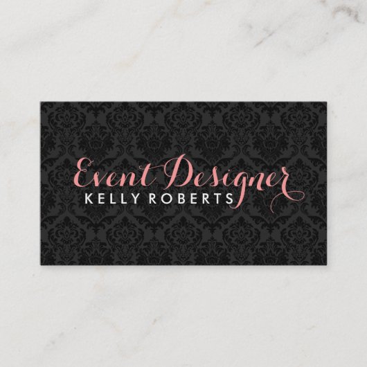 モノグラムエレガントマティック黒フローラダマスク 名刺 (正面)