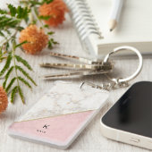 モノグラムエレガントマーブルミニマルバラ金ゴールド キーホルダー (正面右)