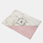 モノグラムエレガントマーブルミニマルバラ金ゴールド ドアマット (アングル)