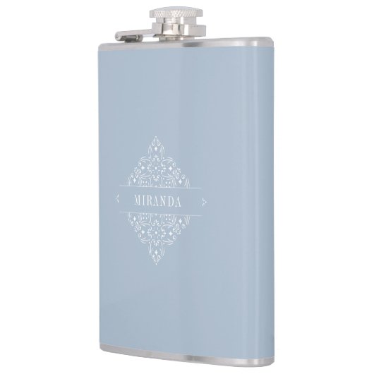 モノグラムエレガントミニマリストほこりっぽいブルークラス フラスク (左)