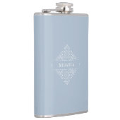 モノグラムエレガントミニマリストほこりっぽいブルークラス フラスク (右)