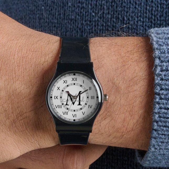 モノグラムエレガントミニマリストシリコンストラップブラック 腕時計 (クリエイターアップロード済み)