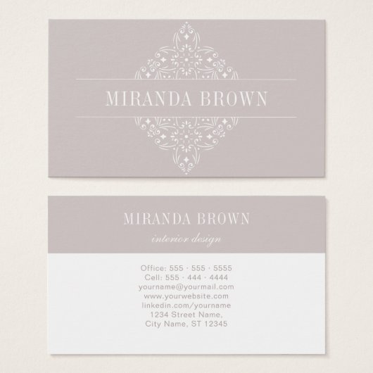 モノグラムエレガントミニマリストベージュホワイトクラス (正面&裏面)