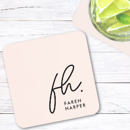 モノグラムエレガントミニマリスト赤面ピンク コースター