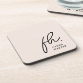 モノグラムエレガントミニマリスト赤面ピンク コースター (左側)