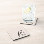 モノグラムエレガントミニマリスト赤面ピンク コースター (右側)