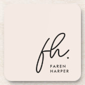 モノグラムエレガントミニマリスト赤面ピンク コースター (正面)