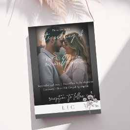 モノグラムエレガントミニマルのダークグレー書道 招待状