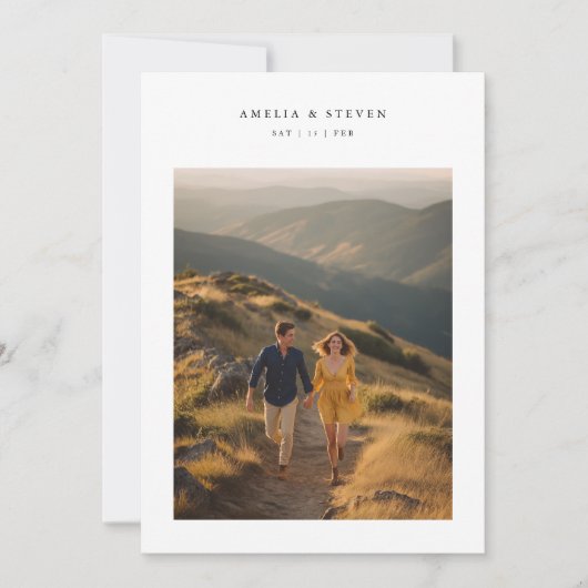 モノグラムエレガントミニマル写真結婚ズ 招待状 (正面)