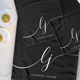 モノグラムエレガントミニマル白黒シック バスタオルセット