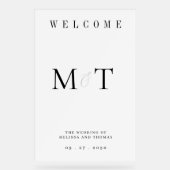 モノグラムエレガントミニマル結婚リスト歓迎 アクリルサイン (正面)