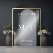 モノグラムエレガントミニマル結婚リスト歓迎 アクリルサイン