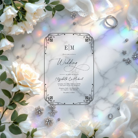 モノグラムエレガントミニマル結婚リスト アクリル招待状