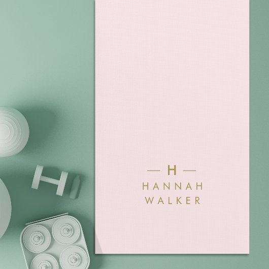 モノグラムエレガントミニマル赤面ピンクと金ゴールド ヨガマット