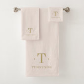 モノグラムエレガントミニマル赤面ピンク金ゴールドシック バスタオルセット (インサイチュ)