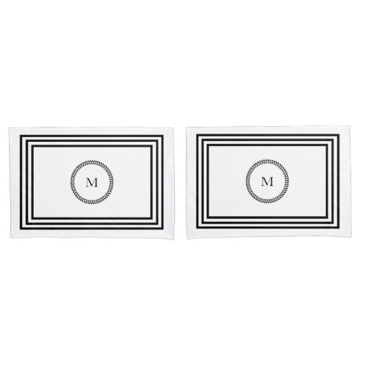 モノグラムエレガントミニマル黒枠寝具 枕カバー (フロントセット)