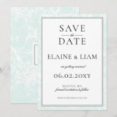 モノグラムエレガントミントフローラ結婚ズ セーブザデート (正面/裏面)
