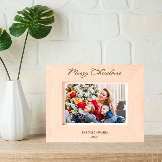 モノグラムエレガントメリークリスマスクラスタイポグラフィ レーザー彫刻フレーム