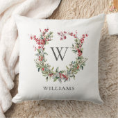 モノグラムエレガントメリークリスマスホリデーリース クッション (ブランケット)