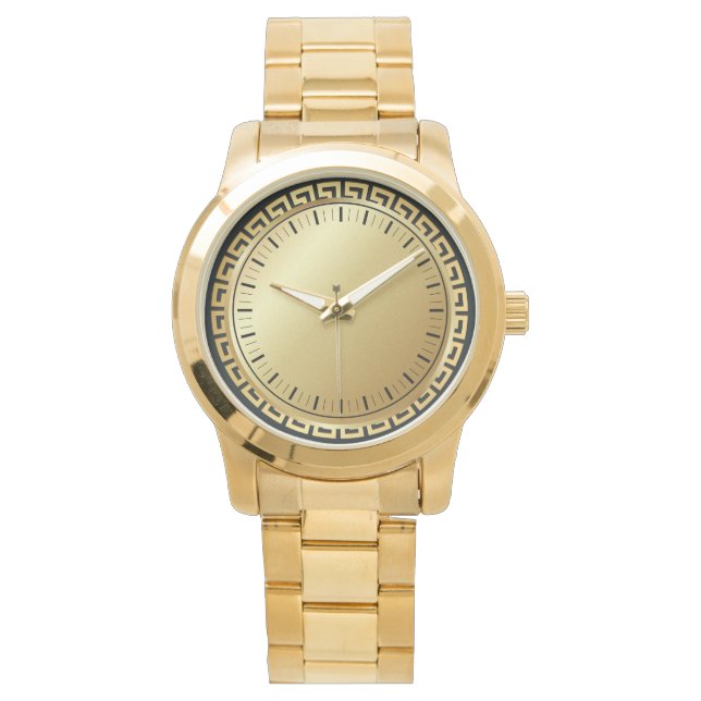 モノグラムエレガントメンズオーバーサイズ金ゴールドブレスレット 腕時計 (正面)