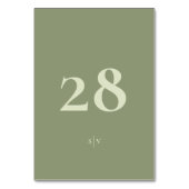 モノグラムエレガントモスエレガントセージグリーン結婚ズ テーブルナンバー (裏面)