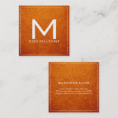 モノグラムエレガントモダンアンバーレザー スクエア名刺 (正面/裏面)